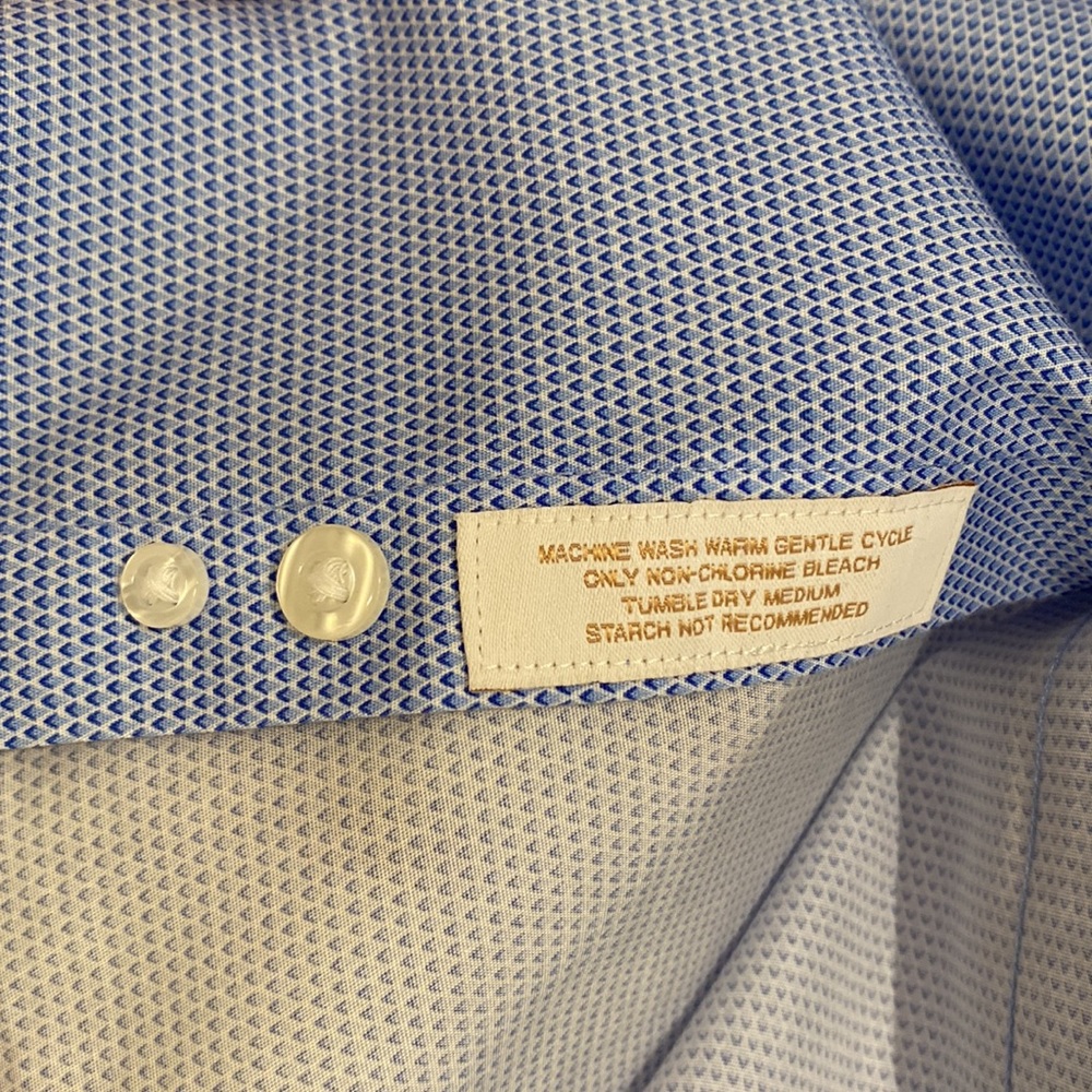 Mens Gold Label blue long sleeve button down slim fit non-iron dress shirt - Picture 5 of 11